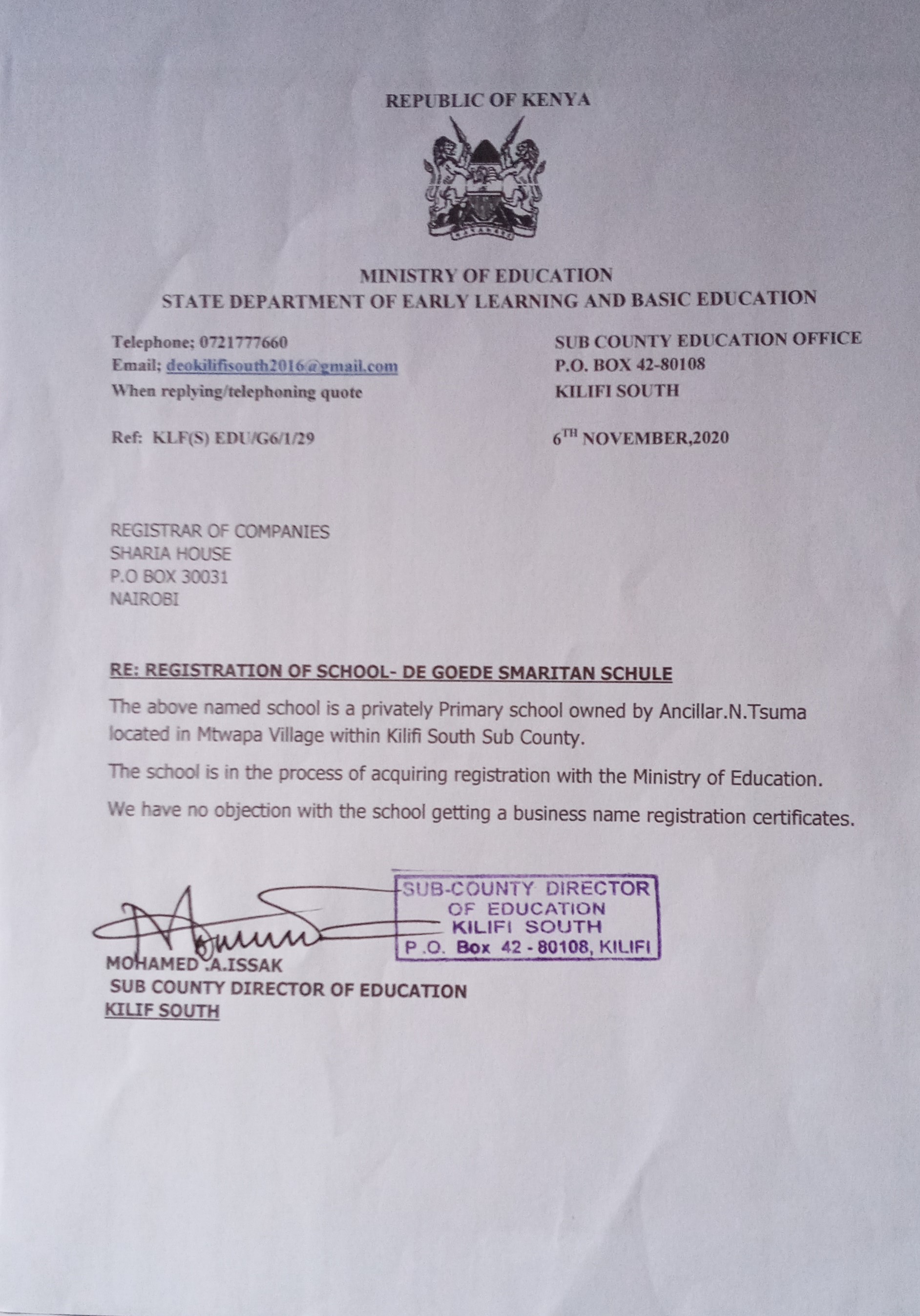 Officieel registratie school.